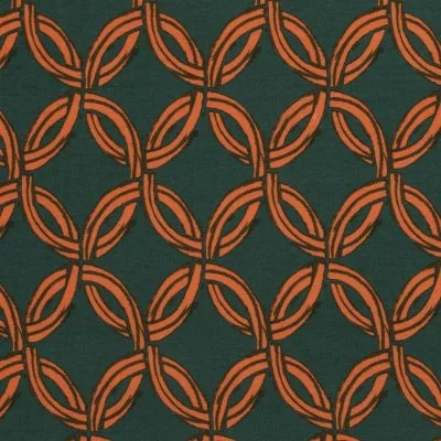 Tissu Crêpe de Viscose Circles sur fond Vert foncé - Par 10 cm