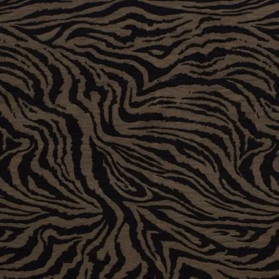 Tissu Viscose Twill nylon Zébré taupe sur fond Noir - Par 10 cm