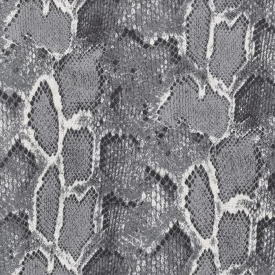 Tissu Suédine extensible Snake sur fond Gris - Par 10 cm
