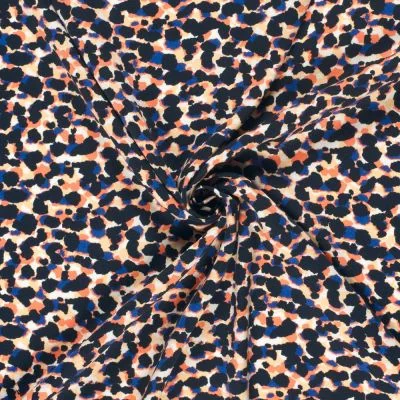 Tissu Viscose satiné Pois destructurés sur fond Bleu marine - Par 10 cm