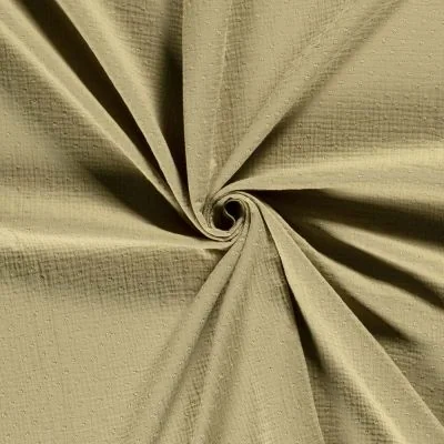 Tissu Double gaze Plumetis uni Vert olive - Par 10 cm