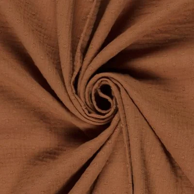 Tissu Double gaze Plumetis uni Brique - Par 10 cm
