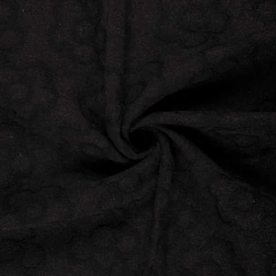 Tissu Jacquard maille lourde Chloé Fleuris sur fond Gris anthracite - Par 10 cm