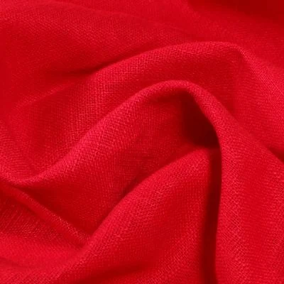 Tissu Ramie Lin uni Rouge - Par 10 cm