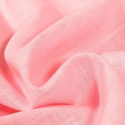 Tissu Ramie Lin uni Rose Bébé - Par 10 cm