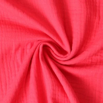 Tissu Double gaze de coton uni Rouge - Par 10 cm