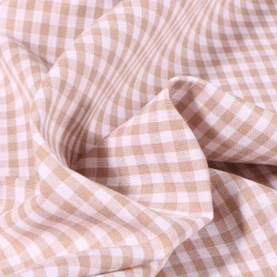 Tissu Vichy  Petits carreaux 5 mm Beige - Par 10 cm