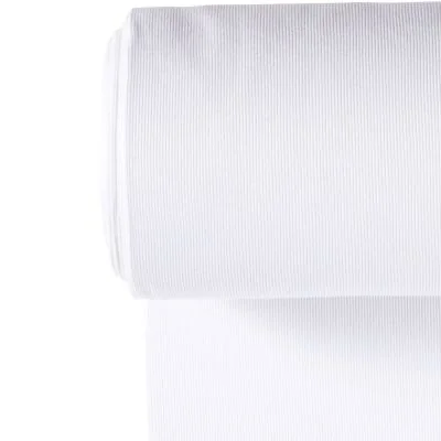 Tissu Bord côte uni Blanc - Par 10 cm