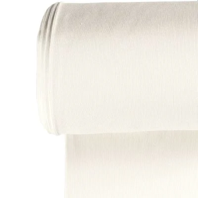 Tissu Bord côte uni Ecru - Par 10 cm