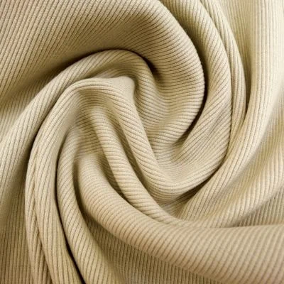 Tissu Bord côte uni Beige - Par 10 cm