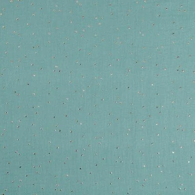 Tissu Double gaze Baya Pois dorés sur fond Vert de gris  - Par 10 cm