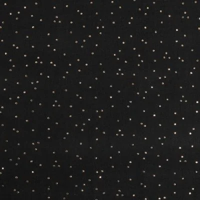 Tissu Double gaze Baya Pois dorés sur fond Noir - Par 10 cm