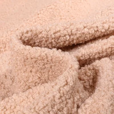 Tissu Fausse fourrure Teddy Bouclettes Camille Beige - Par 10 cm