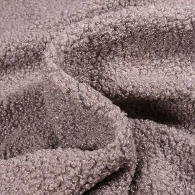 Tissu Fausse fourrure Teddy Bouclettes Camille Gris pierre - Par 10 cm