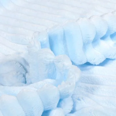 Tissu Minky Ultra doux côtelé Bleu ciel - Par 10 cm