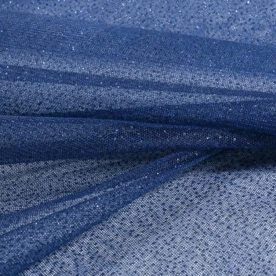 Tissu Tulle Strass Paillettes Bleu marine - Par 10 cm