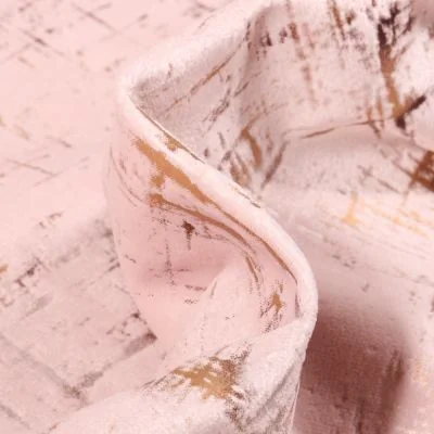 Tissu Velours d&#039;ameublement Astral sur fond Rose poudré - Par 10 cm