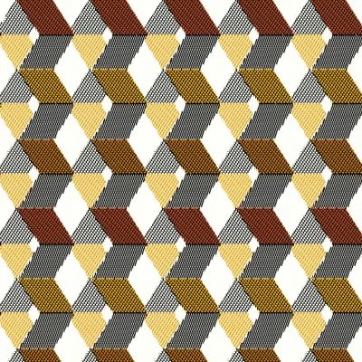 Tissu Jacquard Géométrique Jaune sur fond Blanc - Par 10 cm