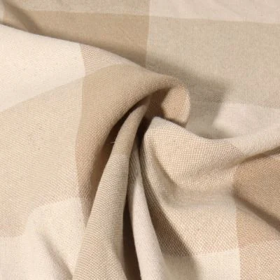 Toile de Coton  Big Celestin vichy Beige sur fond Blanc cassé - Par 10 cm
