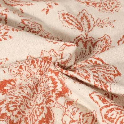 Toile de Coton  Célyan Fleuris Terracota sur fond Ecru - Par 10 cm