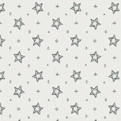 Tissu Jacquard d&#039;ameublement Etoiles de noël Lurex sur fond Blanc cassé - Par 10 cm