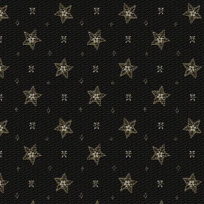 Tissu Jacquard d&#039;ameublement Etoiles de noël Lurex sur fond Noir - Par 10 cm