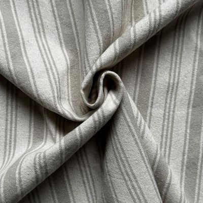 Tissu Coton d&#039;ameublement Eugene Rayures Naturel - Par 10 cm