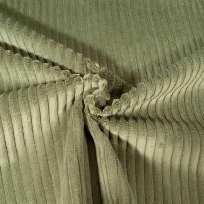 Tissu Minky côtelé d&#039;ameublement 10 mm uni Vert kaki - Par 10 cm
