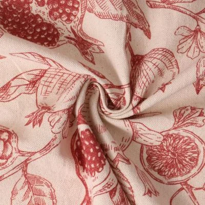 Tissu Toile Canvas Grana vintage Rouge sur fond Beige - Par 10 cm
