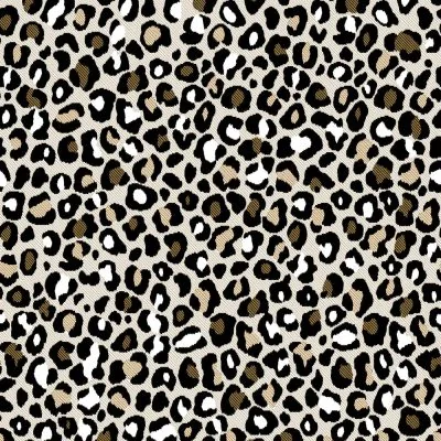 Tissu Jacquard léopard sur fond Naturel - Par 10 cm