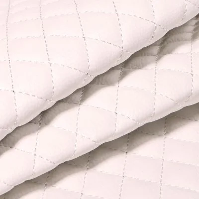Tissu Simili cuir matelassé uni Chelsy Blanc - Par 10 cm