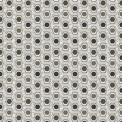 Tissu Jacquard Hexa sur fond Gris - Par 10 cm