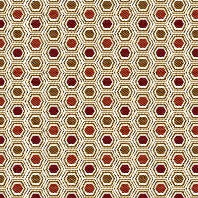 Tissu Jacquard Hexa sur fond Rouge - Par 10 cm