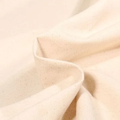 Tissu Coton Sergé d&#039;ameublement uni Ecru - Par 10 cm