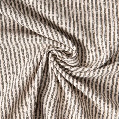Tissu Coton d&#039;ameublement Simone rayé Kaki sur fond Ecru - Par 10 cm