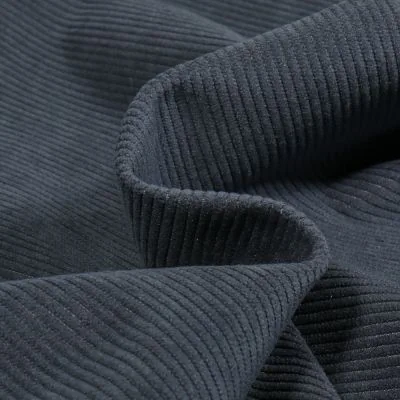 Tissu Velours d&#039;ameublement côtelé Lena Bleu marine - Par 10 cm