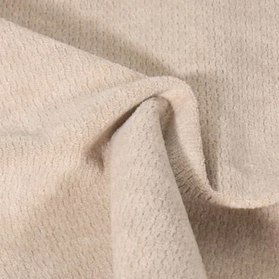 Tissu Jacquard d&#039;ameublement Ultraclean uni Beige - Par 10 cm