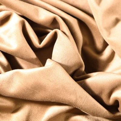 Tissu Velours d&#039;ameublement uni souple Beige - Par 10 cm