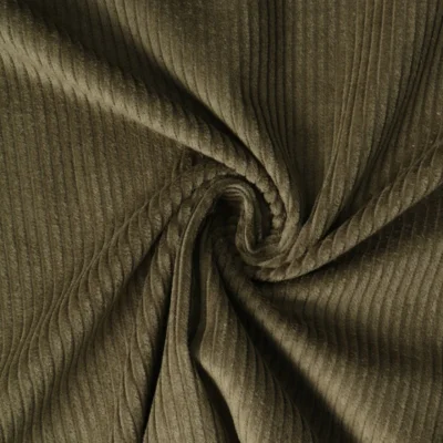 Tissu Velours Grosses côtes Kaki - Par 10 cm