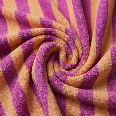 Tissu Micro Eponge à rayures Melon et Bonbon - Par 10 cm