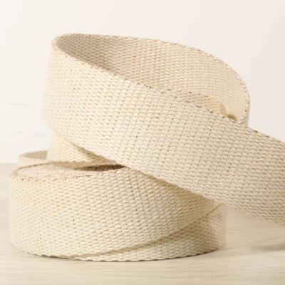 Sangle Coton 30 mm Lurex Or uni Ecru x1m