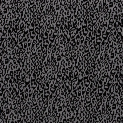 Tissu Jersey  Milano Tâches léopards noir  en relief velours sur fond Gris clair - Par 10 cm