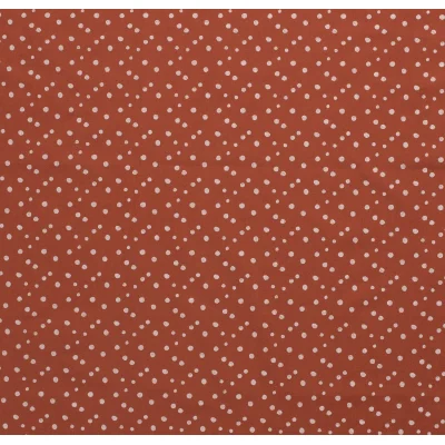 Tissu Popeline de coton Pois déstructurés blancs sur fond Brique - Par 10 cm