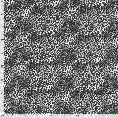 Tissu Sweat léger French Terry Alya léopard Noir sur fond Blanc - Par 10 cm