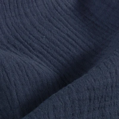Tissu Double gaze de coton uni Bleu nocturne - Par 10 cm