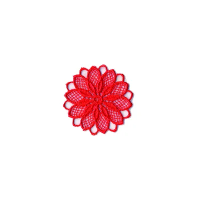 Ecusson Thermocollant Fleur Effet Dentelle Rouge
