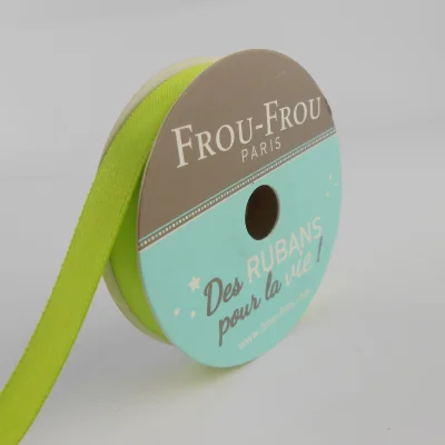 Bobinette Ruban Satin double face Frou-Frou Jardin d&#039;oliviers - 9 mm x 6 mètres