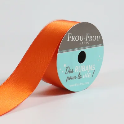 Bobinette Ruban Satin double face Frou-Frou Orange flamboyant - 25 mm x 5 mètres