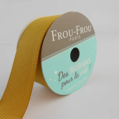 Bobinette Ruban Gros grain Frou-Frou Poussiere d&#039;or - 25 mm x 5 mètres