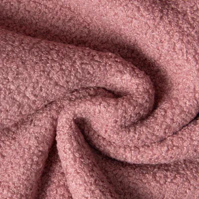 Tissu Bouclette Teddy envers Polaire uni Rose - Par 10 cm